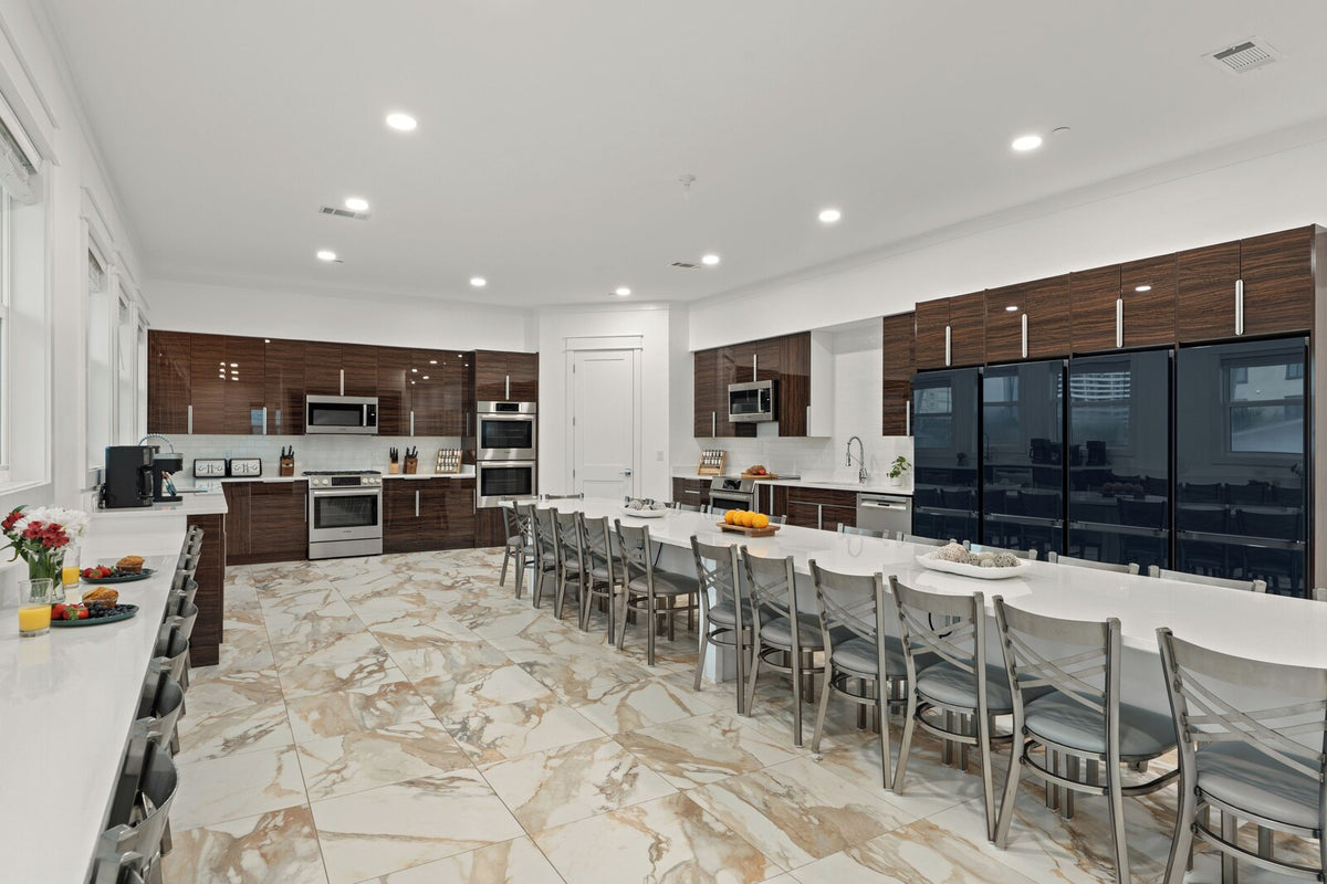 Gourmet kitchen with large dining area
