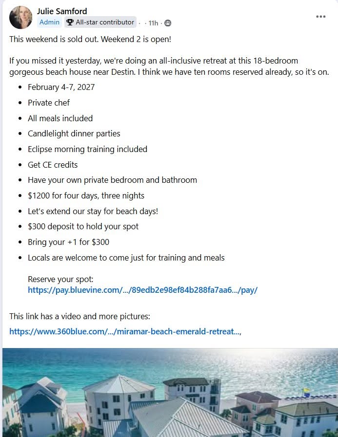 Destin All-Inclusive Eclipse Retreat: Wave Two (Feb 12-15, 2027)